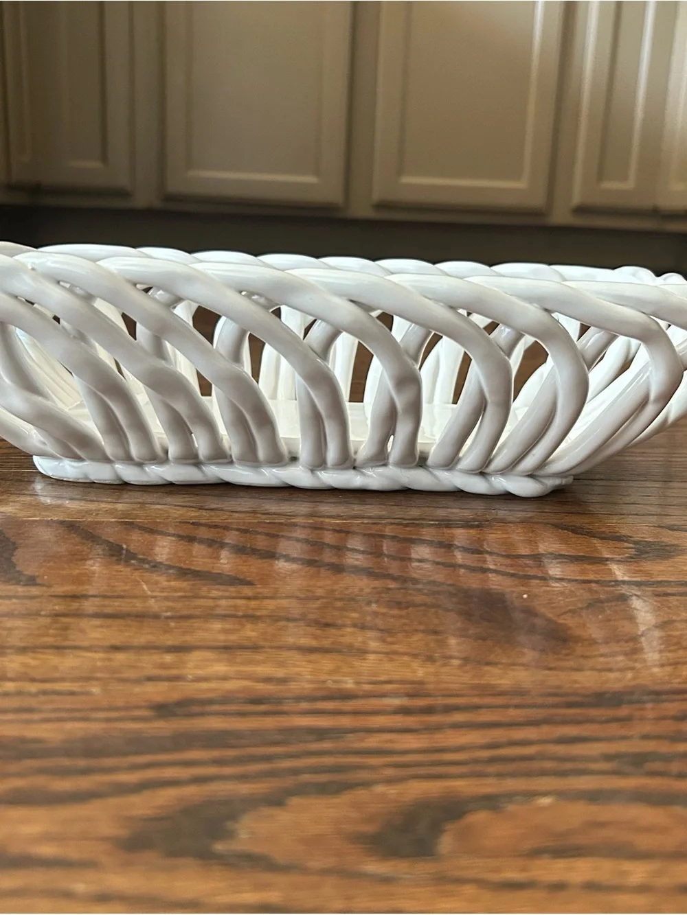 Williams Sonoma White Ceramic Braided Basket